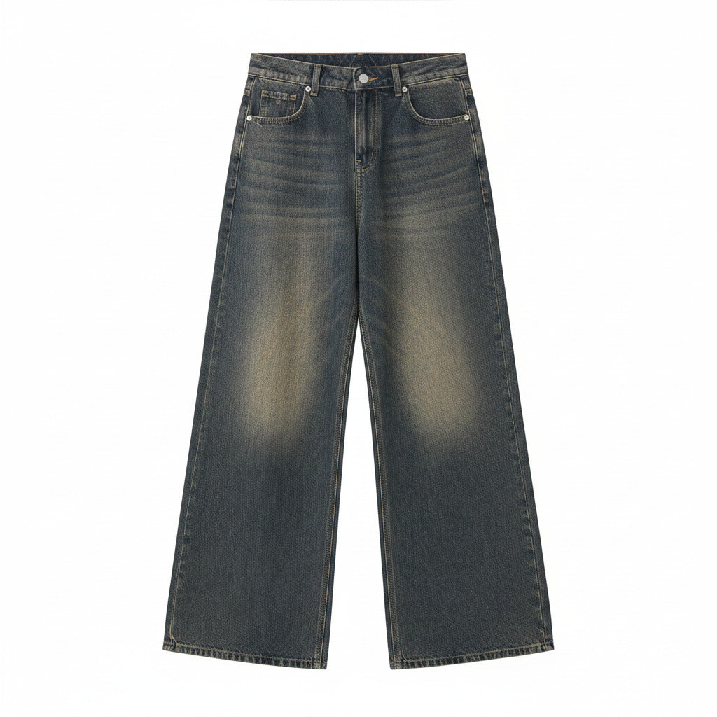 Pair of blue jeans on a white background